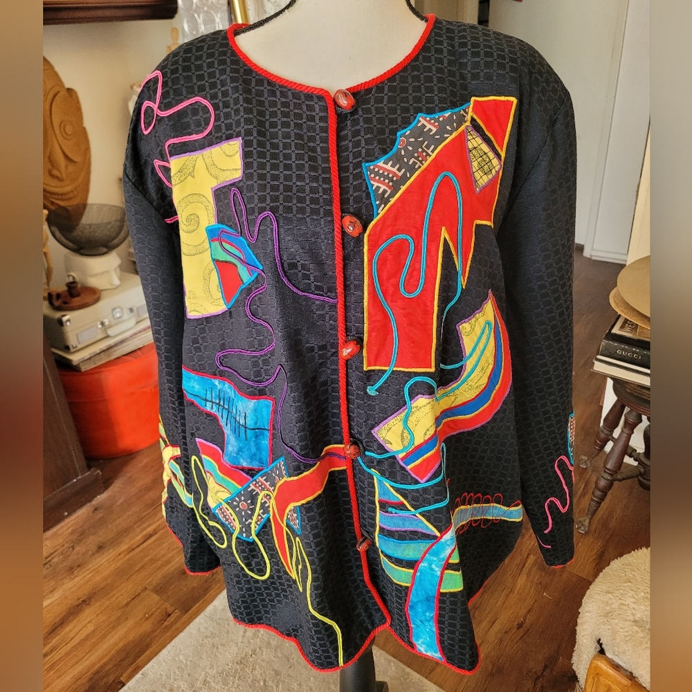 Maggie Barnes Art To Wear Abstract Patchwork Vintage Jacket